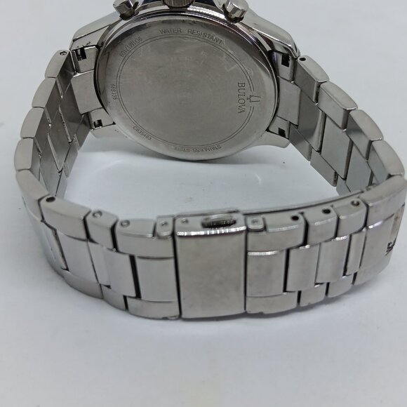 Bulova 96B335 Men's 43mm Stainless Steel White Dial Chronograph Watch - Picture 6 of 11